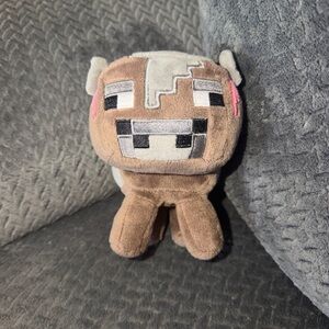 Mojang Jinx Minecraft Brown Gray Cow Fleece Plush Stuffed Animal Toy 6”